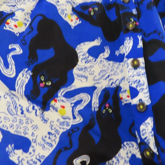 Anthropologie Emily Isabella Blue Panther Print Top XS - Picture 2 of 9